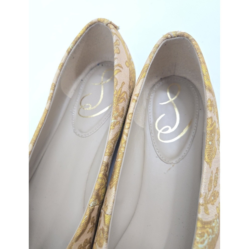 Sam Edelman Janina Flats Size 9.5 Turmeric Gold Floral Brocade Buckle Ballet - Picture 6 of 13